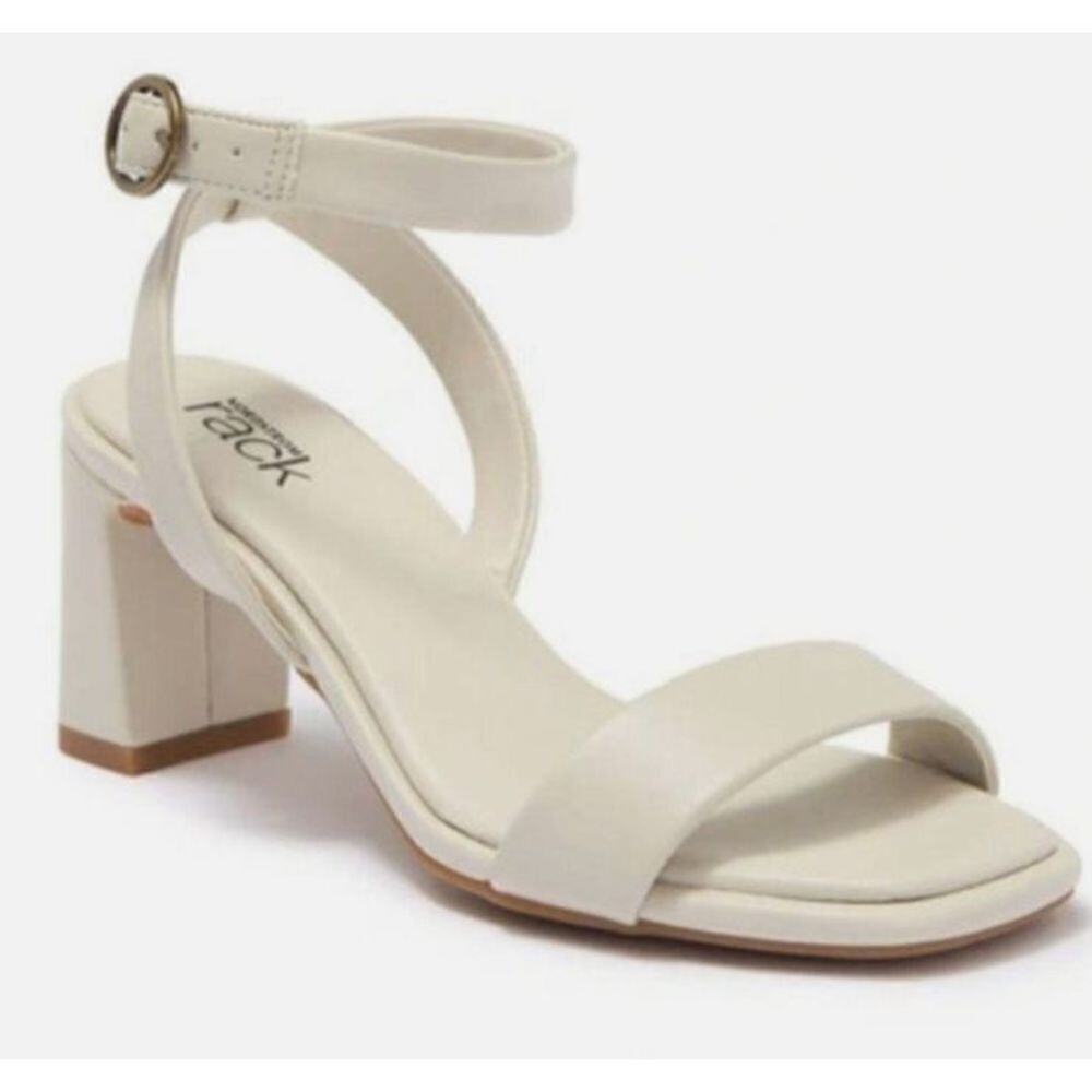Nordstrom Rack Sandals Womens‎ Size 9 Bone Strappy Faux Leather Open Toe